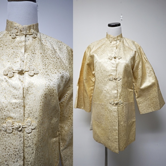 VTG 60s Penthouse Gallery metallic gold caftan top